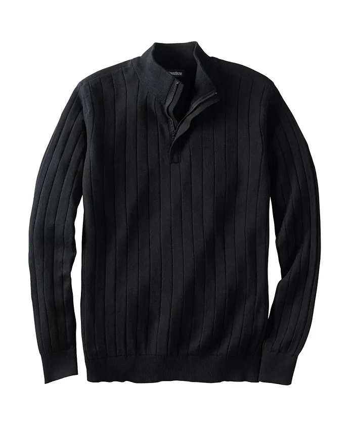 Мужской легкий свитер с четвертью молнии и воротником-стойкой KingSize, черный
Мужской легкий свитер с четвертью молнии и воротником-стойкой KingSize, черный