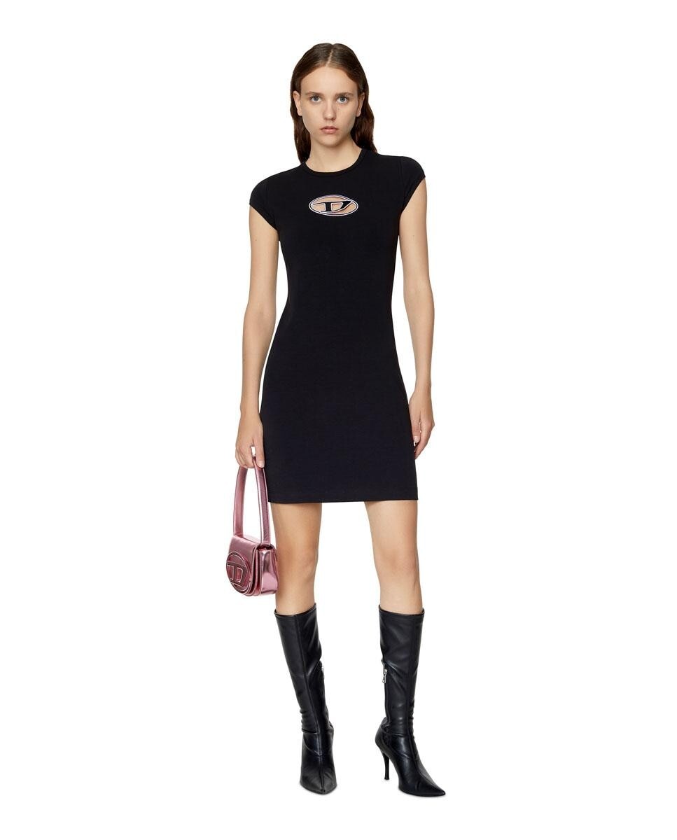Короткое однотонное платье с логотипом Diesel, черный
Короткое однотонное платье с логотипом Diesel, черный