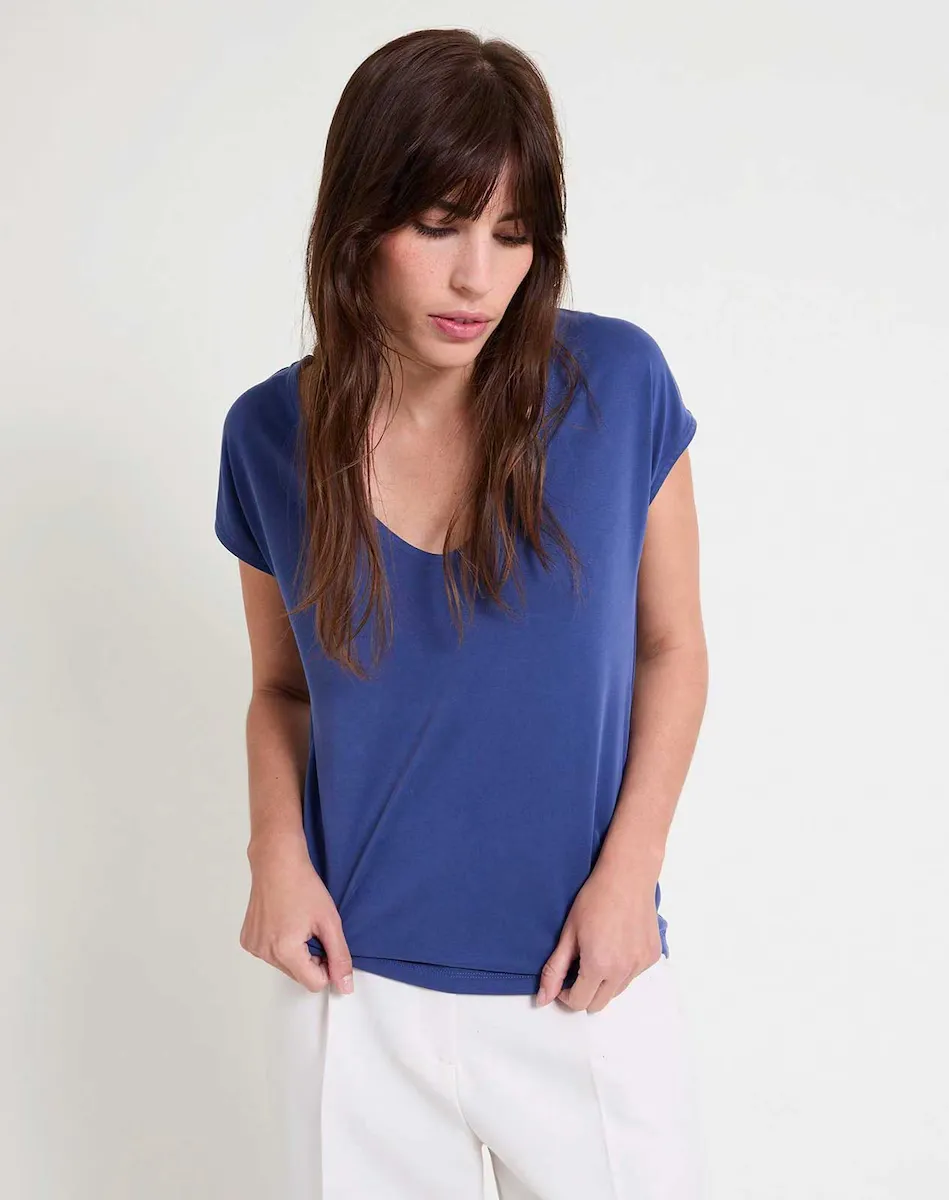 Футболка женская однотонная с коротким рукавом Naf Naf, индиго
Футболка женская однотонная с коротким рукавом Naf Naf, индиго