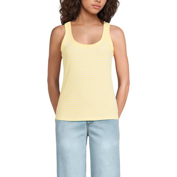 Женская майка с U-образным вырезом и отделкой в рубчик Lands' End, цвет yellow white stripe 
Женская майка с U-образным вырезом и отделкой в рубчик Lands' End, цвет yellow white stripe