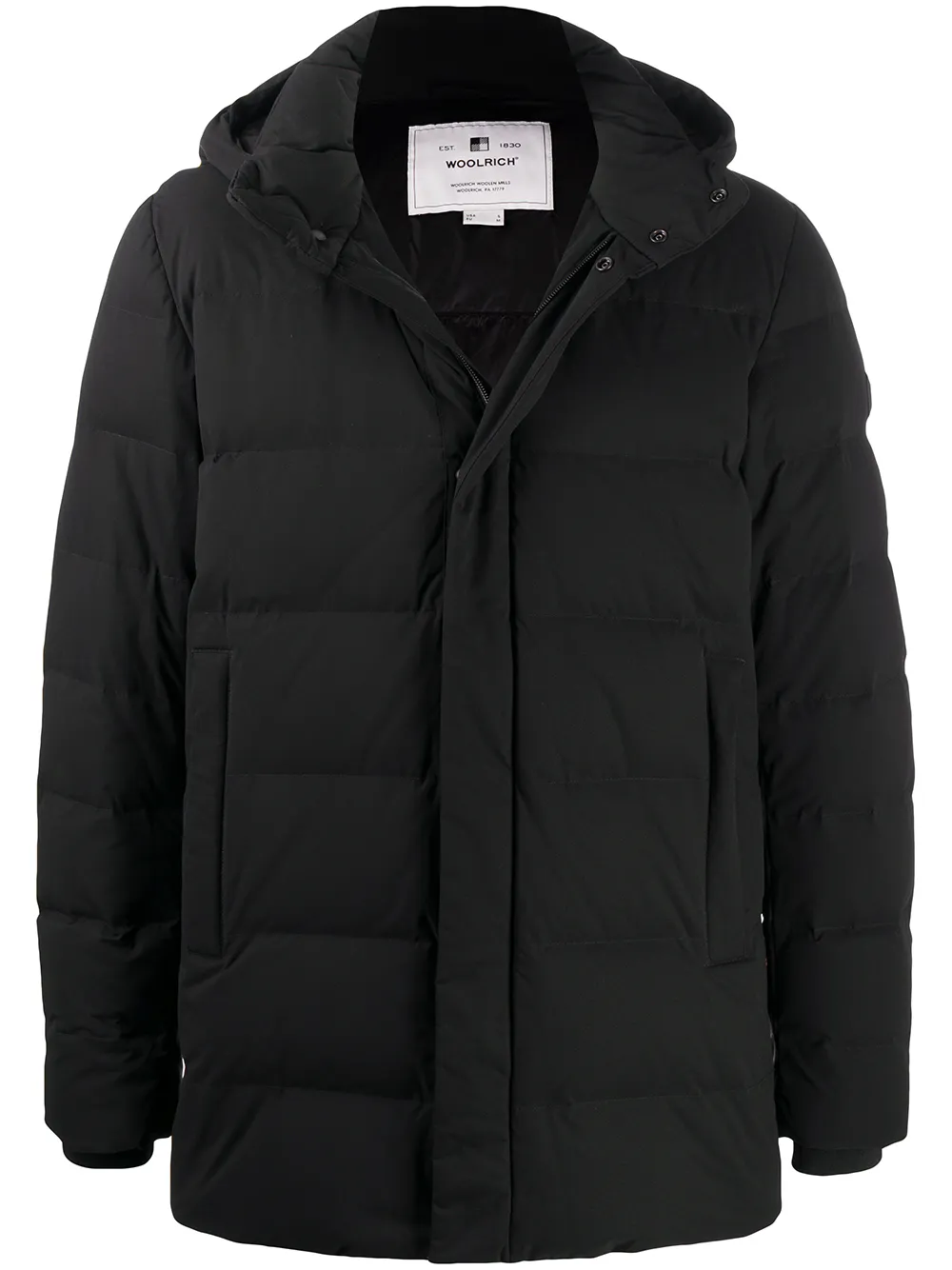 Пуховик с вышитым логотипом Woolrich, черный
Пуховик с вышитым логотипом Woolrich, черный