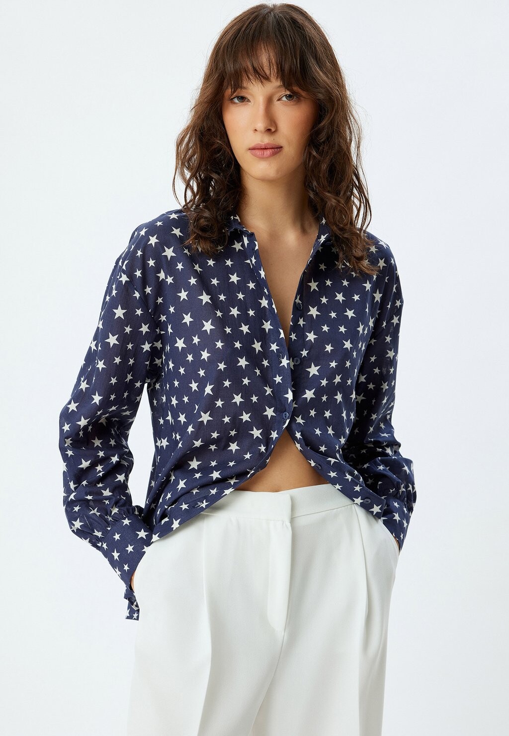 Блузка на пуговицах Koton, темно-синий 
Блузка на пуговицах Koton, темно-синий