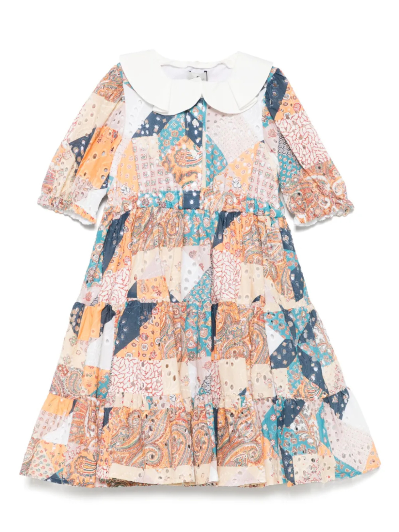 Платье с принтом пэчворк ETRO KIDS, нейтральный
