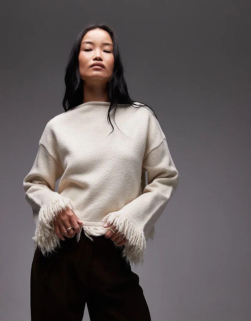 Вязаный джемпер свободного кроя с кисточками цвета экрю от ASOS DESIGN
Вязаный джемпер свободного кроя с кисточками цвета экрю от ASOS DESIGN