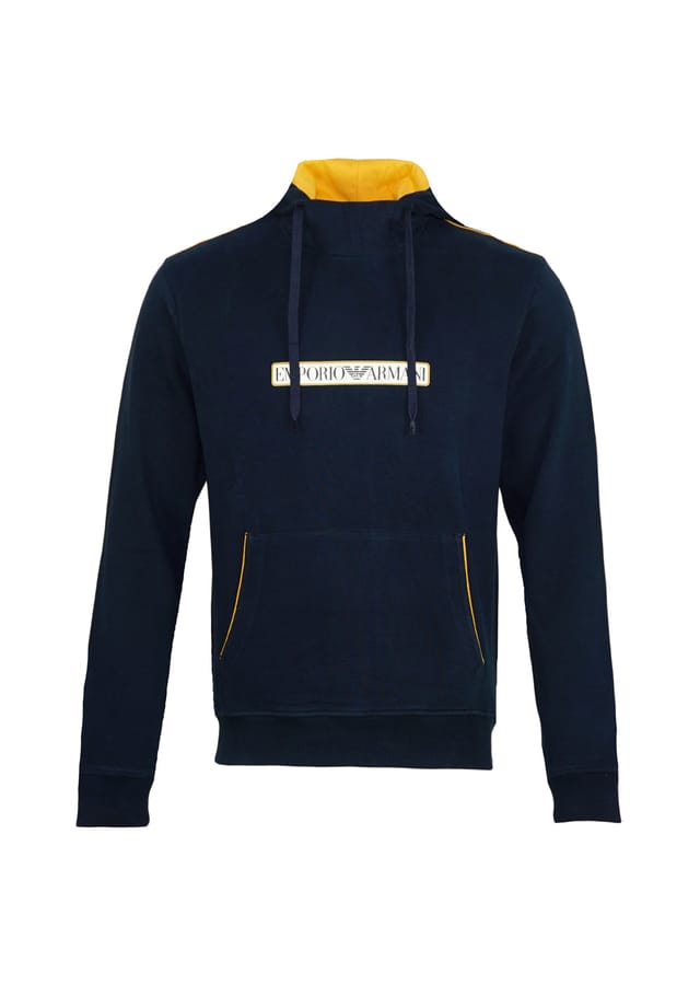 Толстовка с капюшоном Emporio Armani, синий 
Толстовка с капюшоном Emporio Armani, синий