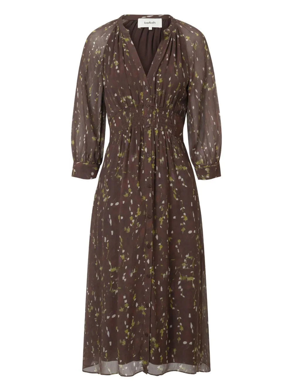 Платье с абстрактным принтом и сборками Ba&Sh, коричневый
Платье с абстрактным принтом и сборками Ba&Sh, коричневый