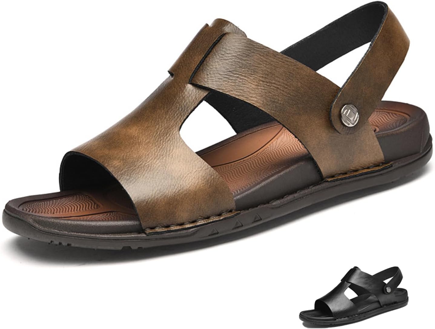Мужские кожаные сандалии с вырезами, без застежки, с плоской подошвой, классические ретро с круглым открытым носком, для прогулок на улице и на пляже Amazideal, коричневый
Мужские кожаные сандалии с вырезами, без застежки, с плоской подошвой, классические ретро с круглым открытым носком, для прогулок на улице и на пляже Amazideal, коричневый