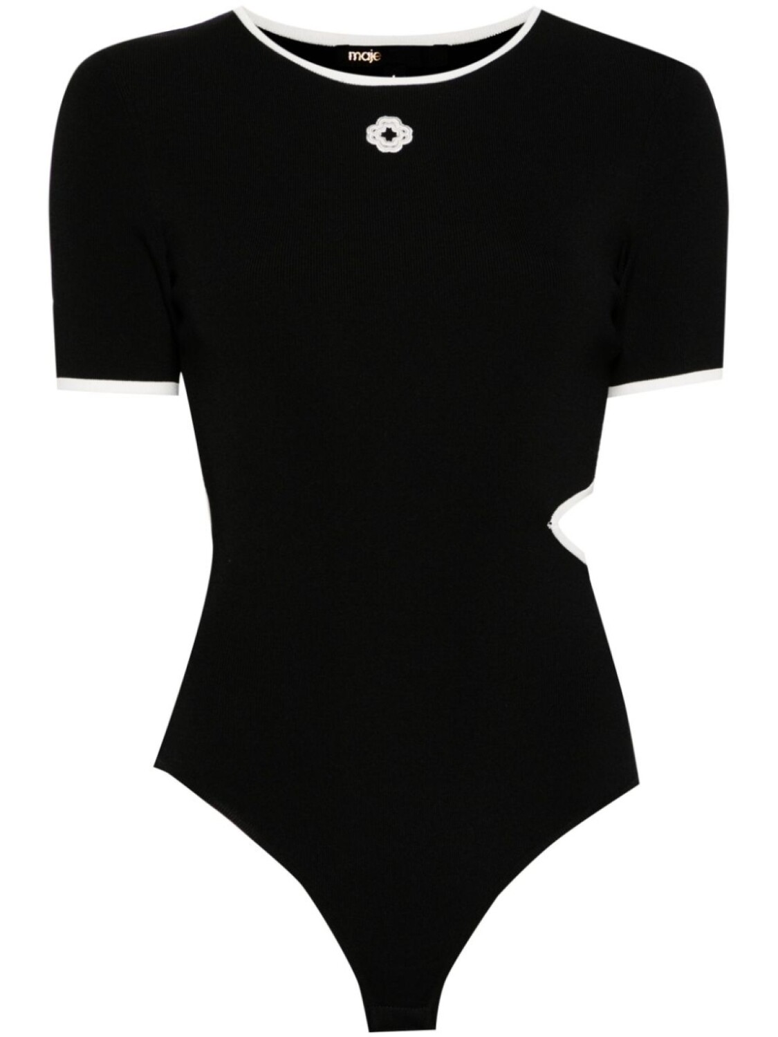 Боди в рубчик с вышивкой клевера Maje, черный
Боди в рубчик с вышивкой клевера Maje, черный