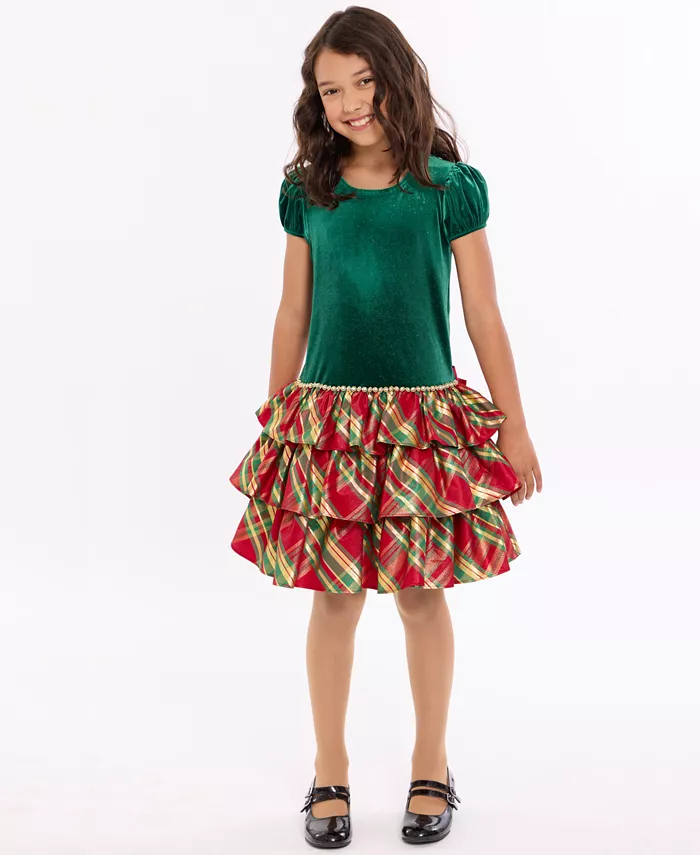 Детское платье с ярусами и короткими рукавами в клетку для девочек 7-16 лет Bonnie Jean, зеленый
Детское платье с ярусами и короткими рукавами в клетку для девочек 7-16 лет Bonnie Jean, зеленый