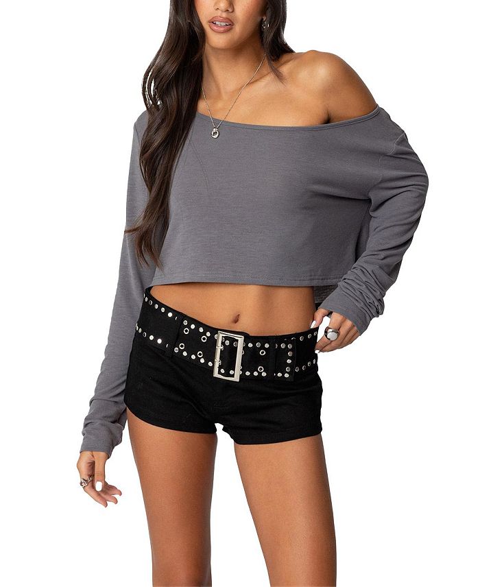 Короткий топ с открытыми плечами Edikted, серый
Короткий топ с открытыми плечами Edikted, серый