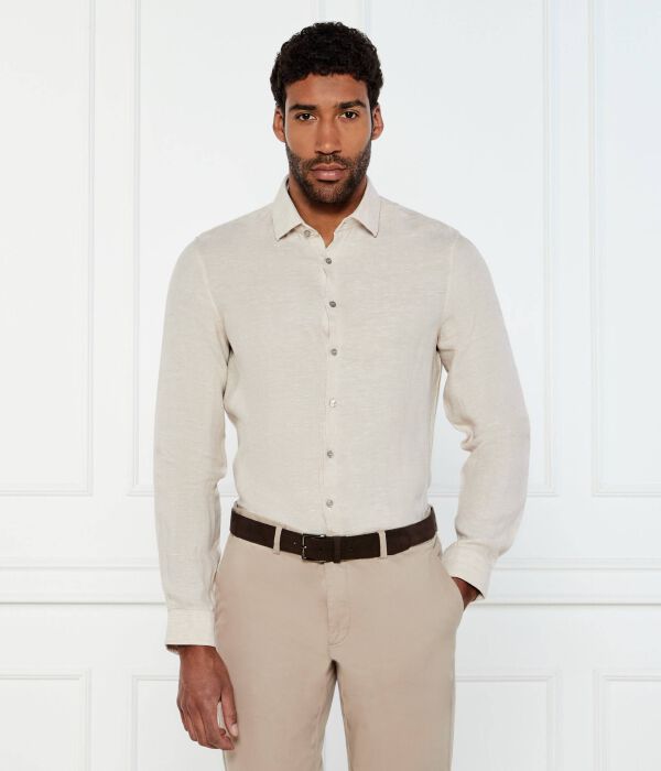 Льняная рубашка Slim fit Calvin Klein, желтый 
Льняная рубашка Slim fit Calvin Klein, желтый