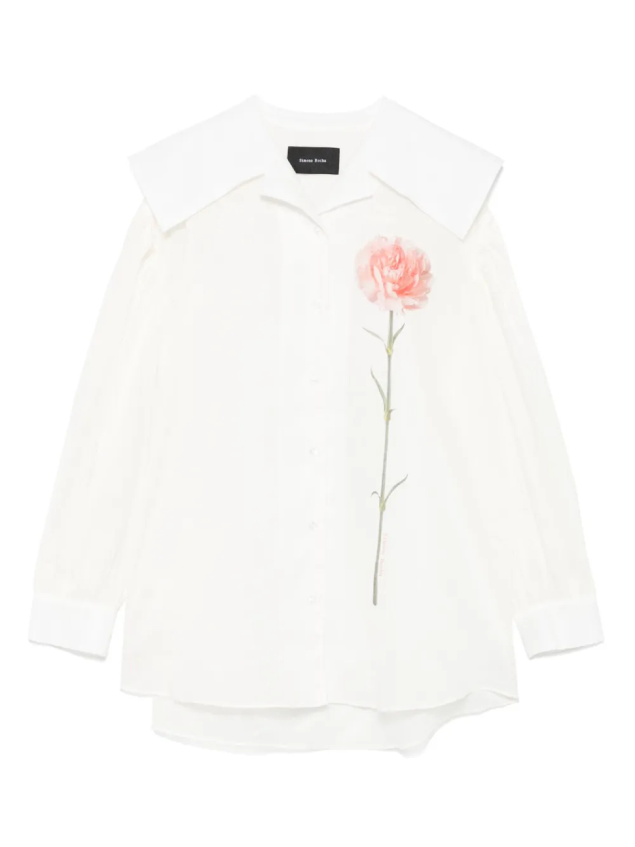 Рубашка с матросским воротником и принтом гвоздики Simone Rocha, белый 
Рубашка с матросским воротником и принтом гвоздики Simone Rocha, белый