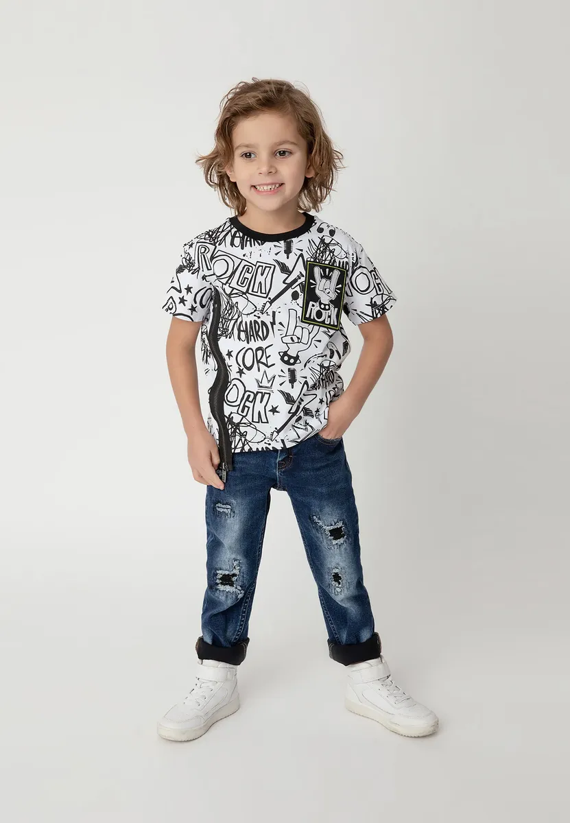 Футболка Gulliver с наскальным принтом, черный 
Футболка Gulliver с наскальным принтом, черный