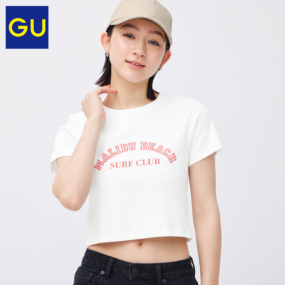 Футболка-мини GU Elite Girl с принтом, черный 
Футболка-мини GU Elite Girl с принтом, черный