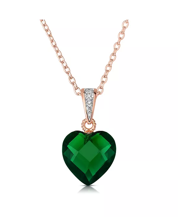 Женское ожерелье в форме сердца из стерлингового серебра 18 карат с покрытием из розового золота и цветными кубическими цирконами Genevive, green
Женское ожерелье в форме сердца из стерлингового серебра 18 карат с покрытием из розового золота и цветными кубическими цирконами Genevive, green
