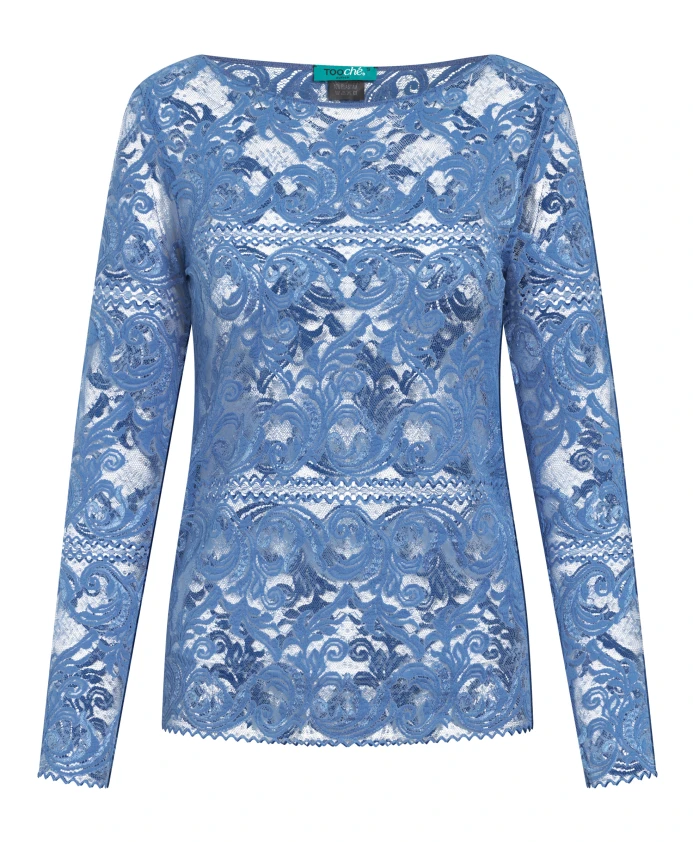 Черная кружевная блузка Tooche, синий
Черная кружевная блузка Tooche, синий