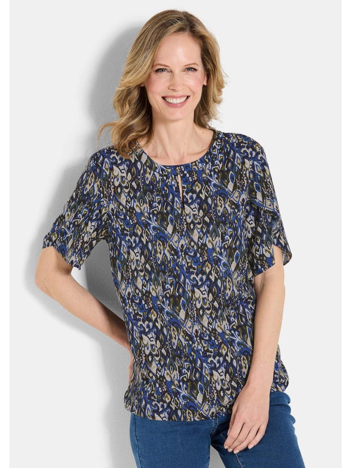 Блузка-топ, элегантная блузка-рубашка с короткими рукавами, принт синего/каменного/узорчатого цвета GOLDNER
Блузка-топ, элегантная блузка-рубашка с короткими рукавами, принт синего/каменного/узорчатого цвета GOLDNER