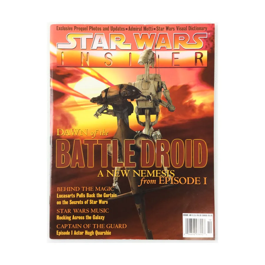 Журнал #40 "Looking Back, Star Wars Music, Captain of the Guard" (Subscriber Cover), Star Wars Insider #023 - #50 (WOTC)
Журнал #40 "Looking Back, Star Wars Music, Captain of the Guard" (Subscriber Cover), Star Wars Insider #023 - #50 (WOTC)
