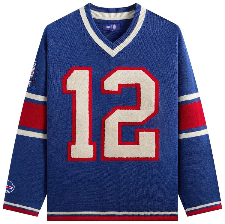 Вязаный свитер Kith For The NFL Buffalo Bills с V-образным вырезом, модель, синий
Вязаный свитер Kith For The NFL Buffalo Bills с V-образным вырезом, модель, синий