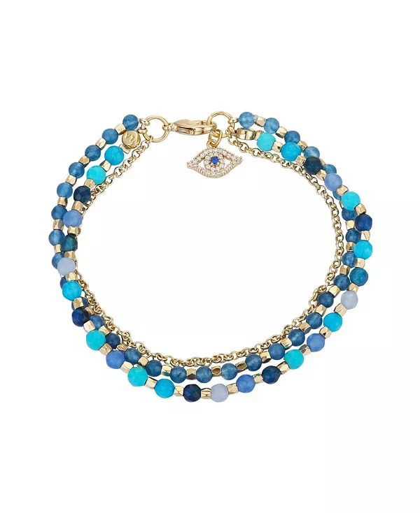 Тройной многорядный амулет от сглаза из бусинок, покрытый серебром золотистого оттенка Unwritten, blue
Тройной многорядный амулет от сглаза из бусинок, покрытый серебром золотистого оттенка Unwritten, blue