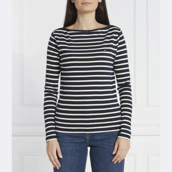 Блузка узкого кроя ls в рубчик Cody с разрезом nk Tommy Hilfiger, синий 
Блузка узкого кроя ls в рубчик Cody с разрезом nk Tommy Hilfiger, синий