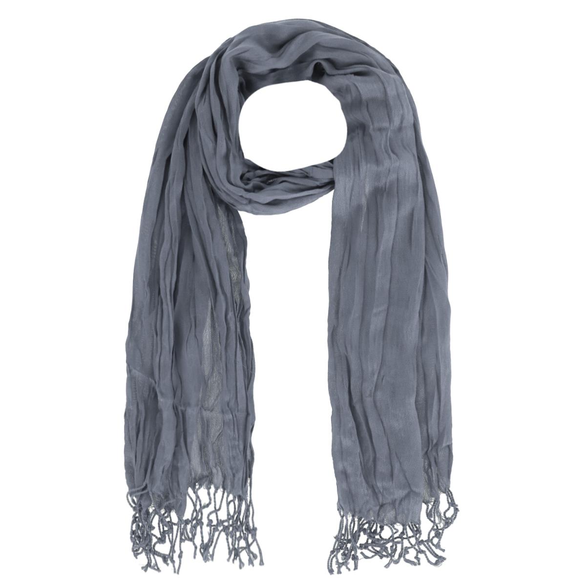 Женский однотонный жатый шарф с кисточками CTM, серый
Женский однотонный жатый шарф с кисточками CTM, серый