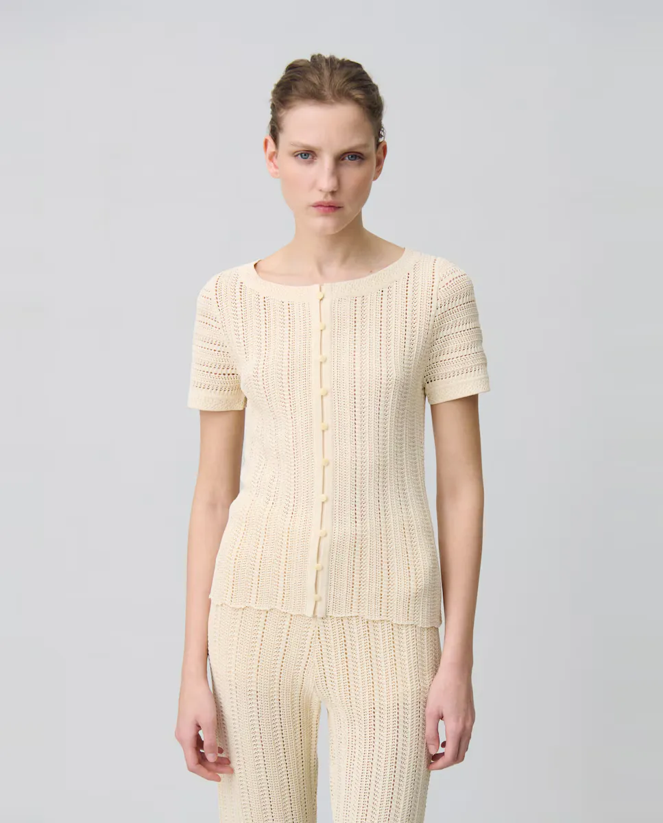 Женский топ с коротким рукавом из кружева Claudie Pierlot, белый
Женский топ с коротким рукавом из кружева Claudie Pierlot, белый