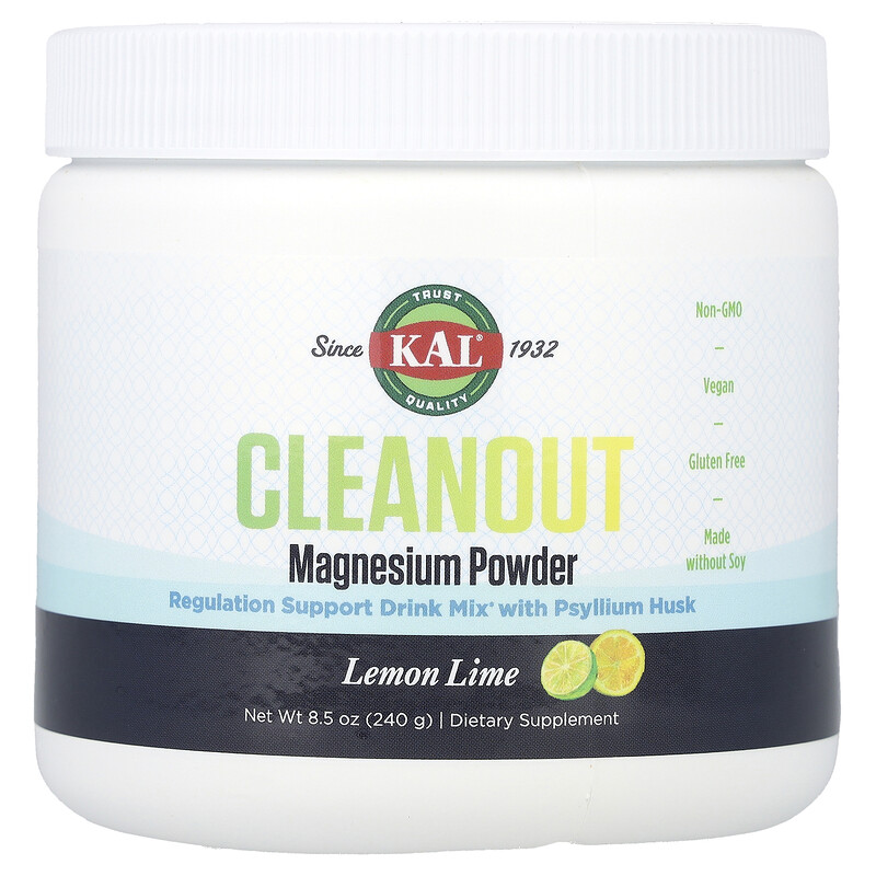 KAL, Cleanout Magnesium Powder, лимон и лайм, 240 г (8,5 унции)
KAL, Cleanout Magnesium Powder, лимон и лайм, 240 г (8,5 унции)