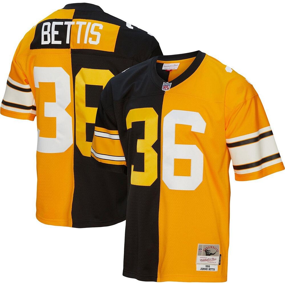 Мужская футболка Mitchell & Ness Jerome Bettis черная/золотая Pittsburgh Steelers 1996 Split Legacy Replica Jersey, цвет Stl Black
Мужская футболка Mitchell & Ness Jerome Bettis черная/золотая Pittsburgh Steelers 1996 Split Legacy Replica Jersey, цвет Stl Black