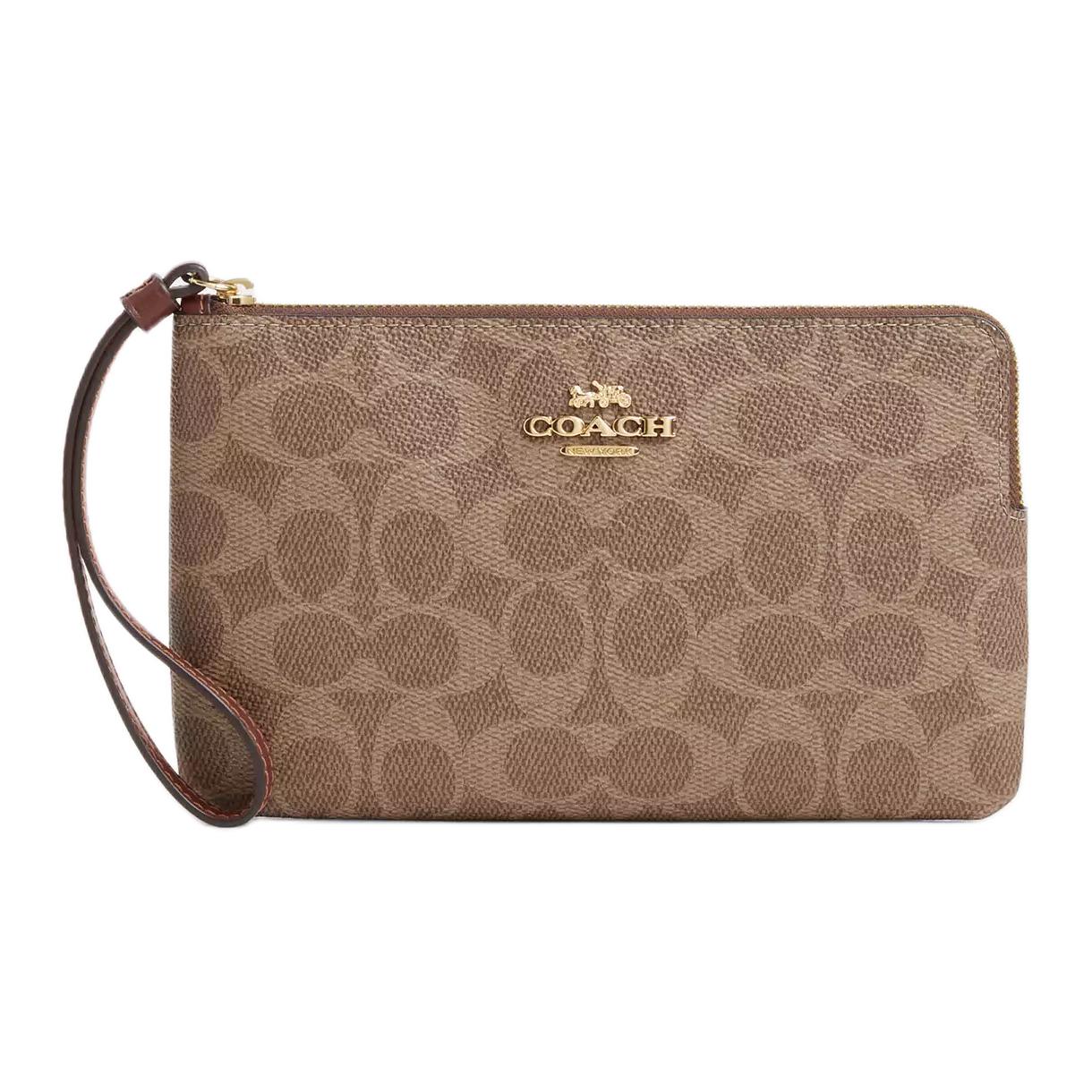 COACH Женская сумка на запястье из искусственной кожи большого размера коричневая желтая
COACH Женская сумка на запястье из искусственной кожи большого размера коричневая желтая
