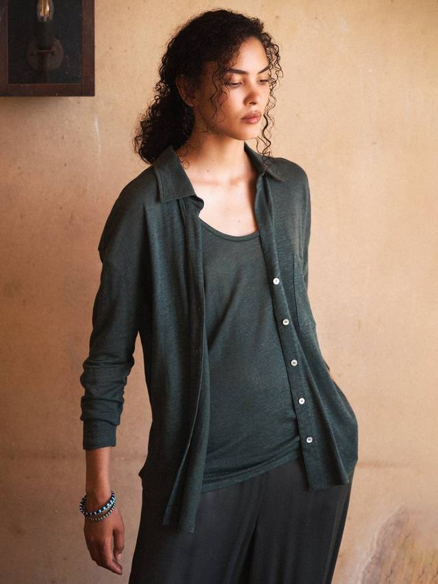 Чистая льняная рубашка tommy NRBY, хаки 
Чистая льняная рубашка tommy NRBY, хаки