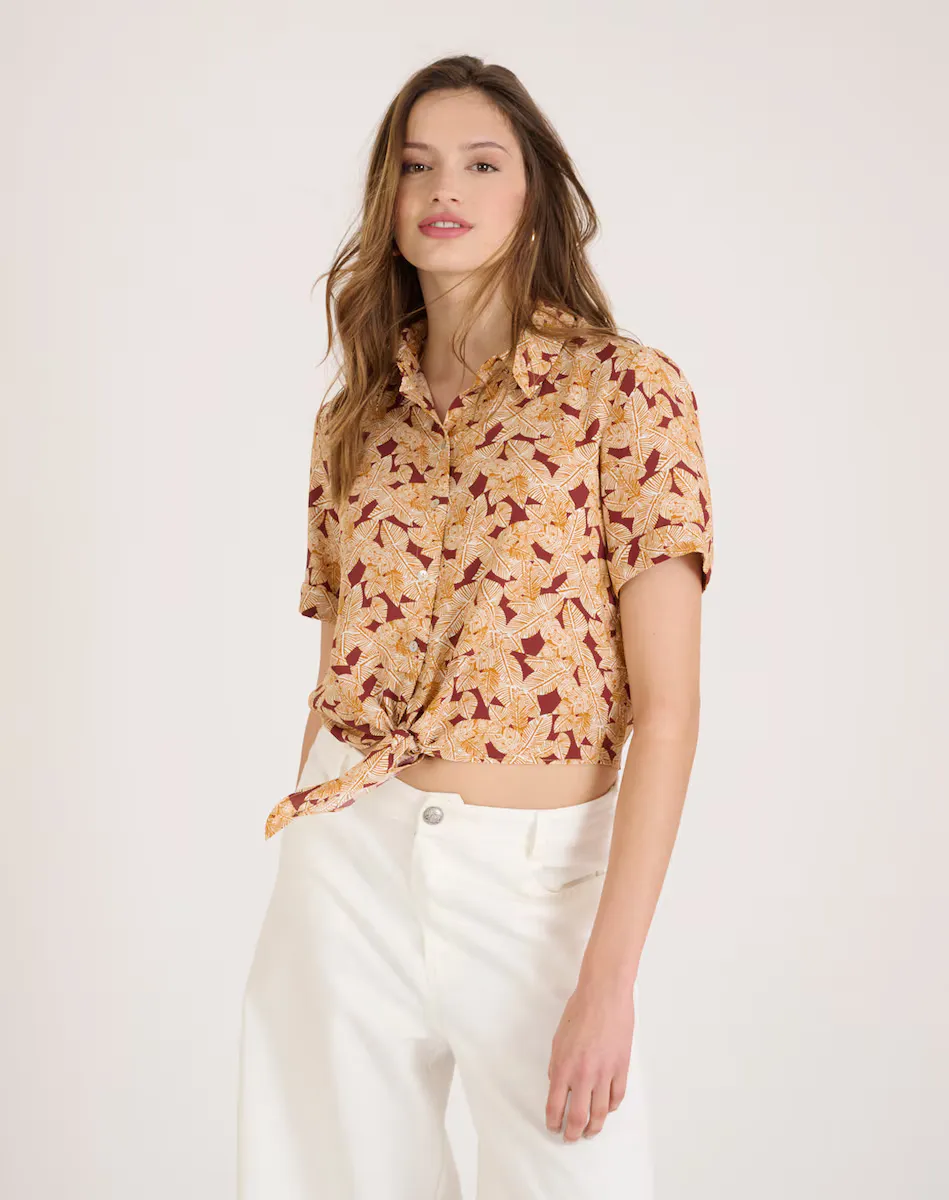 Женская рубашка с короткими рукавами с принтом Naf Naf, бежевый
Женская рубашка с короткими рукавами с принтом Naf Naf, бежевый