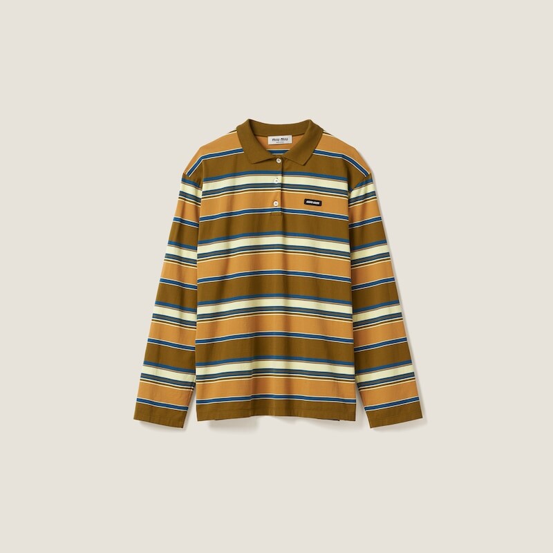 Рубашка-Поло из хлопкового джерси Miu Miu, желтый
Рубашка-Поло из хлопкового джерси Miu Miu, желтый