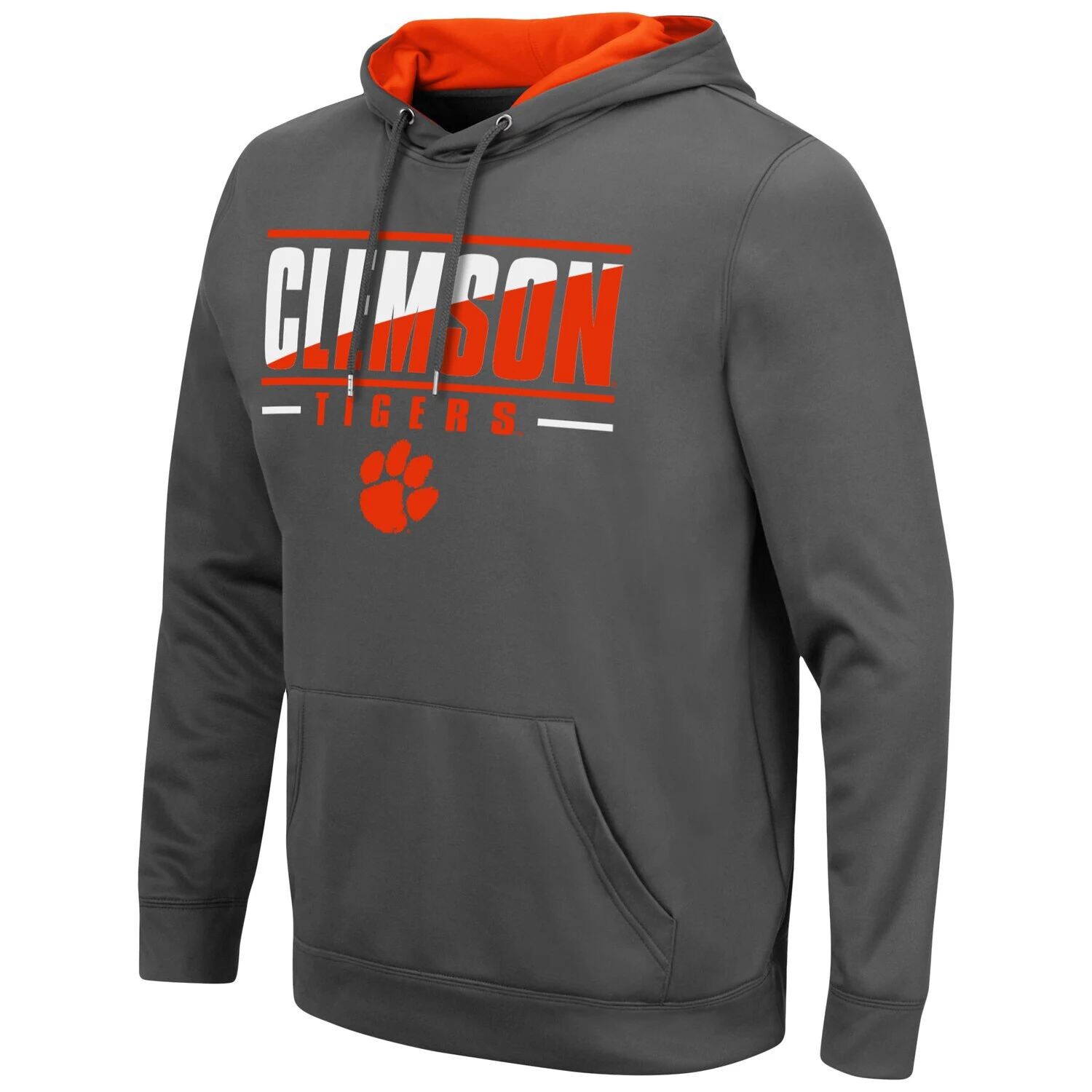 Мужской темно-серый пуловер с капюшоном Clemson Tigers Slash Stack 2.0 Colosseum 
Мужской темно-серый пуловер с капюшоном Clemson Tigers Slash Stack 2.0 Colosseum