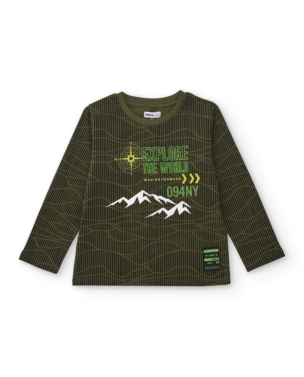 Зеленая детская футболка с длинными рукавами с принтом гор и текстом Tuc tuc
Зеленая детская футболка с длинными рукавами с принтом гор и текстом Tuc tuc