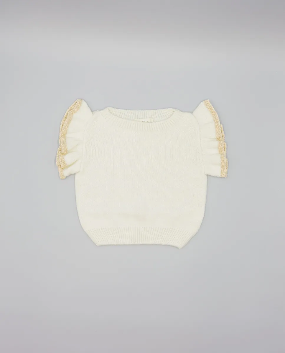 Вязаный жилет для девочки с оборкой и блестками Fina Ejerique, синий
Вязаный жилет для девочки с оборкой и блестками Fina Ejerique, синий