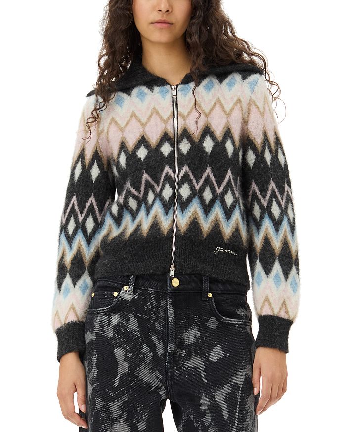 Кардиган с мелкой начесом из разноцветной ткани GANNI, черный
Кардиган с мелкой начесом из разноцветной ткани GANNI, черный