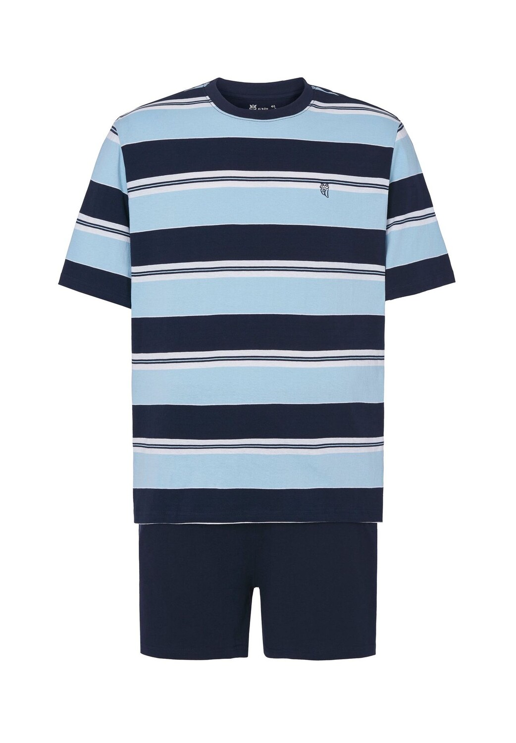 Мужская короткая трикотажная пижама в полоску с круглым вырезом, синяя El Búho NOCTURNO, синий
Мужская короткая трикотажная пижама в полоску с круглым вырезом, синяя El Búho NOCTURNO, синий