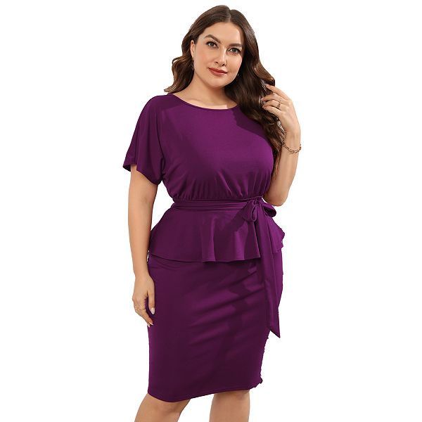Женское платье-футляр миди с баской для офиса и вечеринок plus size Clearflower, Dark Purple
Женское платье-футляр миди с баской для офиса и вечеринок plus size Clearflower, Dark Purple