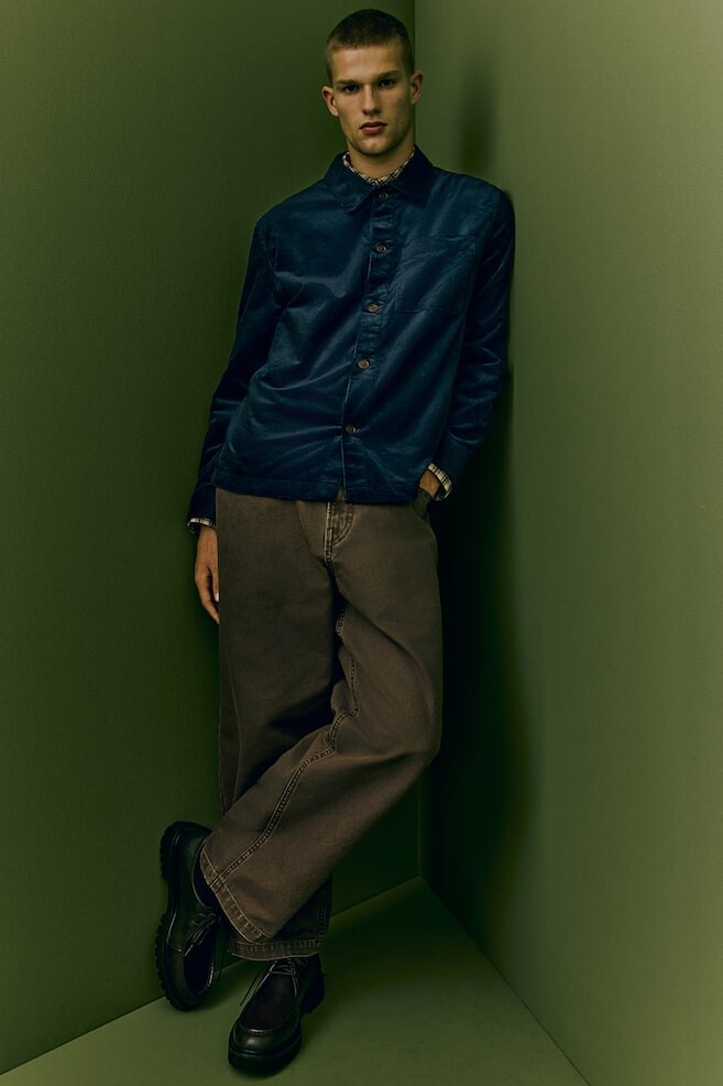 Рубашка из вельвета обычного кроя H&M, синий
Рубашка из вельвета обычного кроя H&M, синий