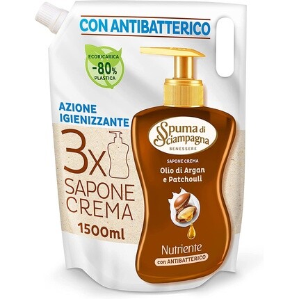 Рефилл для жидкого мыла с арганой и пачули 1,5 литра, Spuma Di Sciampagna
Рефилл для жидкого мыла с арганой и пачули 1,5 литра, Spuma Di Sciampagna