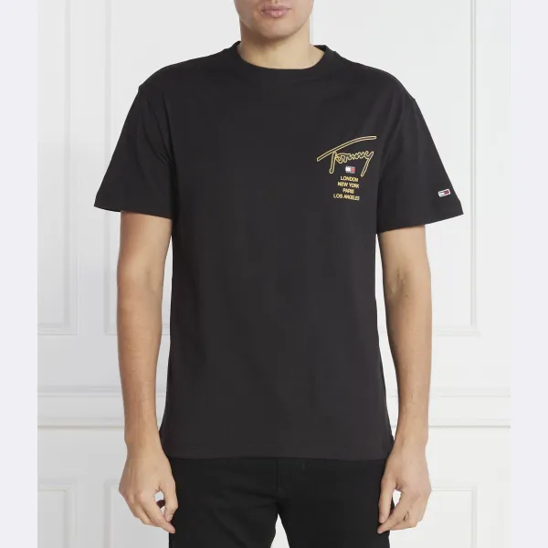 Футболка стандартного кроя с золотой подписью на спине Tommy Hilfiger, черный 
Футболка стандартного кроя с золотой подписью на спине Tommy Hilfiger, черный