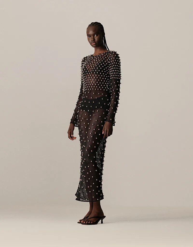 Платье макси ARRANGE с длинными рукавами из сетки с декором, черное
Платье макси ARRANGE с длинными рукавами из сетки с декором, черное