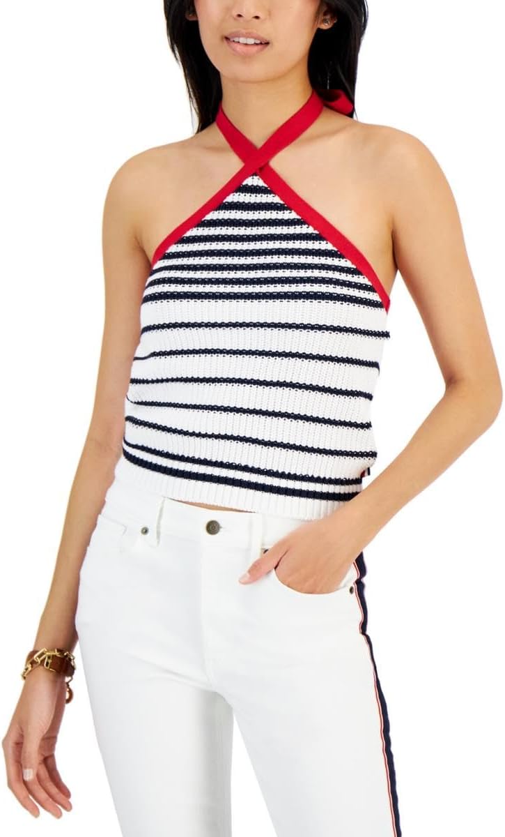 Женский полосатый хлопковый свитер-халтер от Tommy Hilfiger, White
Женский полосатый хлопковый свитер-халтер от Tommy Hilfiger, White