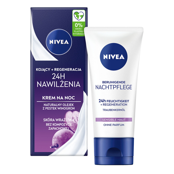 Успокаивающий и восстанавливающий ночной крем для лица, 50 мл Nivea 24H nawilżenia
Успокаивающий и восстанавливающий ночной крем для лица, 50 мл Nivea 24H nawilżenia