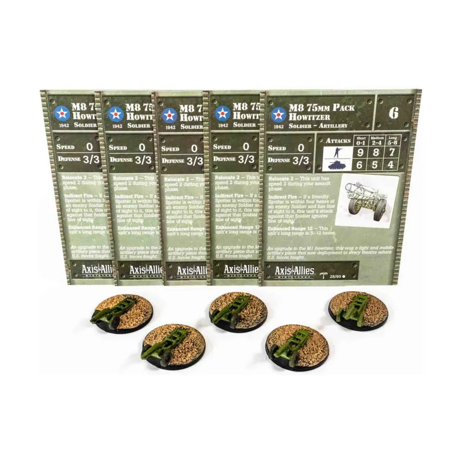 75-мм ранцевая гаубица M8 (C) — 5 шт., Axis & Allies - Collectible Miniatures Game - North Africa 1940-1943 Singles
75-мм ранцевая гаубица M8 (C) — 5 шт., Axis & Allies - Collectible Miniatures Game - North Africa 1940-1943 Singles