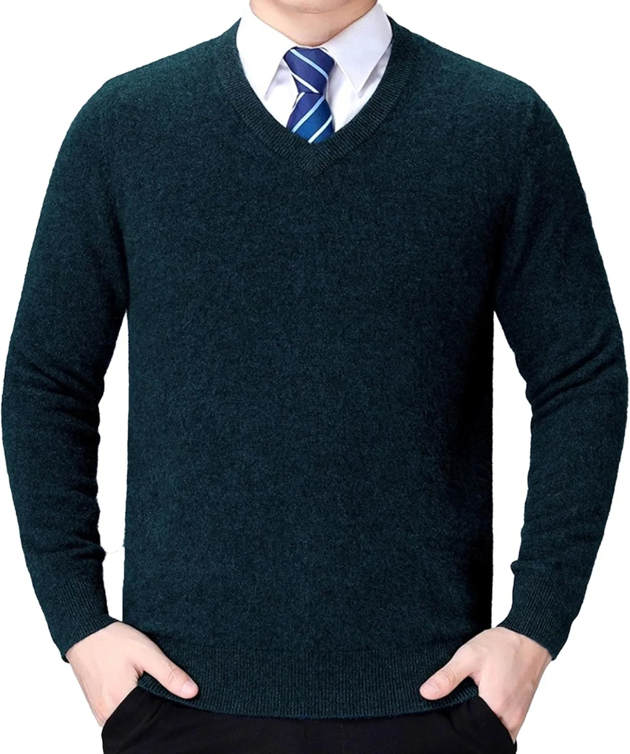 Мужской вязаный свитер с V-образным вырезом, рифленый, приталенный
Мужской вязаный свитер с V-образным вырезом, рифленый, приталенный