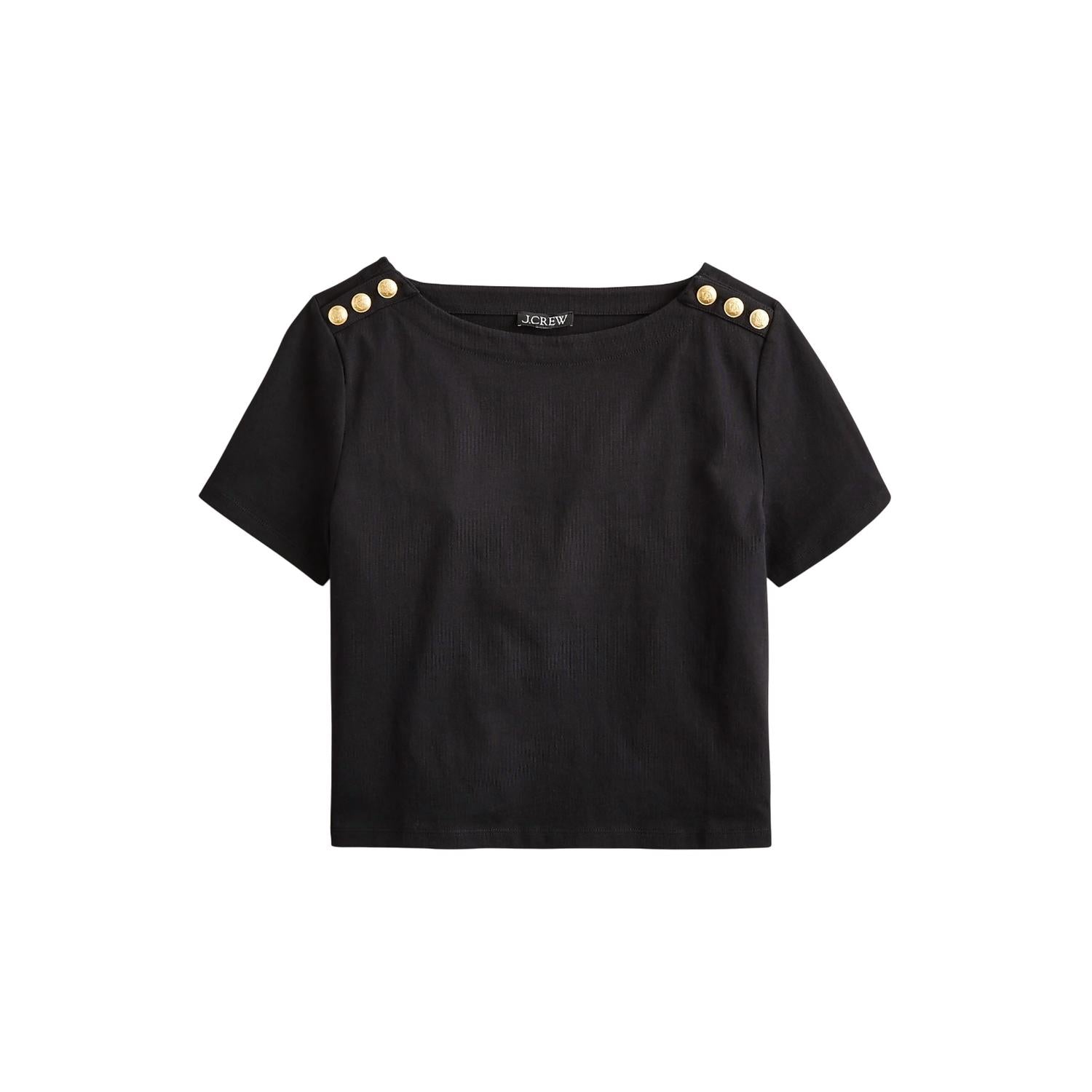 Женская футболка с короткими рукавами из ткани Mariner Cloth черного цвета J.Crew
Женская футболка с короткими рукавами из ткани Mariner Cloth черного цвета J.Crew