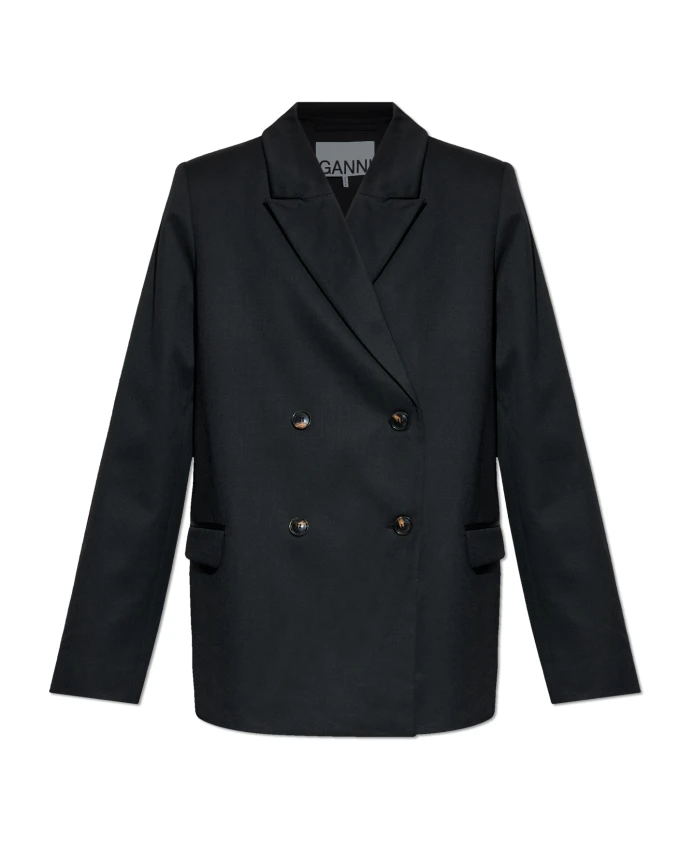 Двубортный блейзер Ganni, черный
Двубортный блейзер Ganni, черный