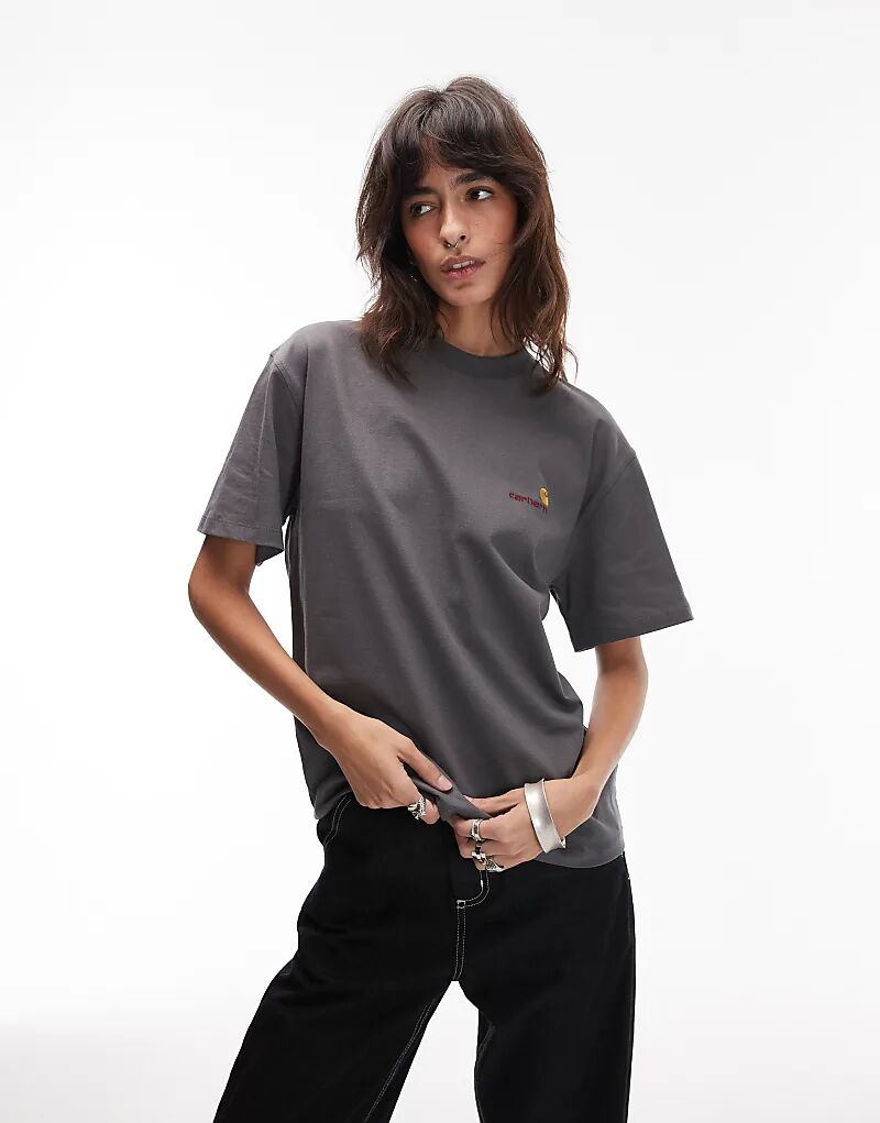 Футболка Carhartt WIP с короткими рукавами и американским шрифтом серого цвета
Футболка Carhartt WIP с короткими рукавами и американским шрифтом серого цвета